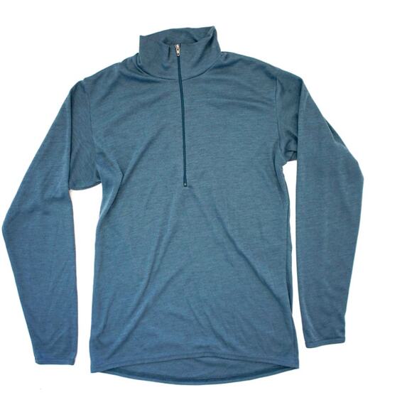 Vtg Patagonia Capilene 1/4 Zip Knit Baselayer Top Blue Large Hike Ski USA Made - Picture 1 of 7